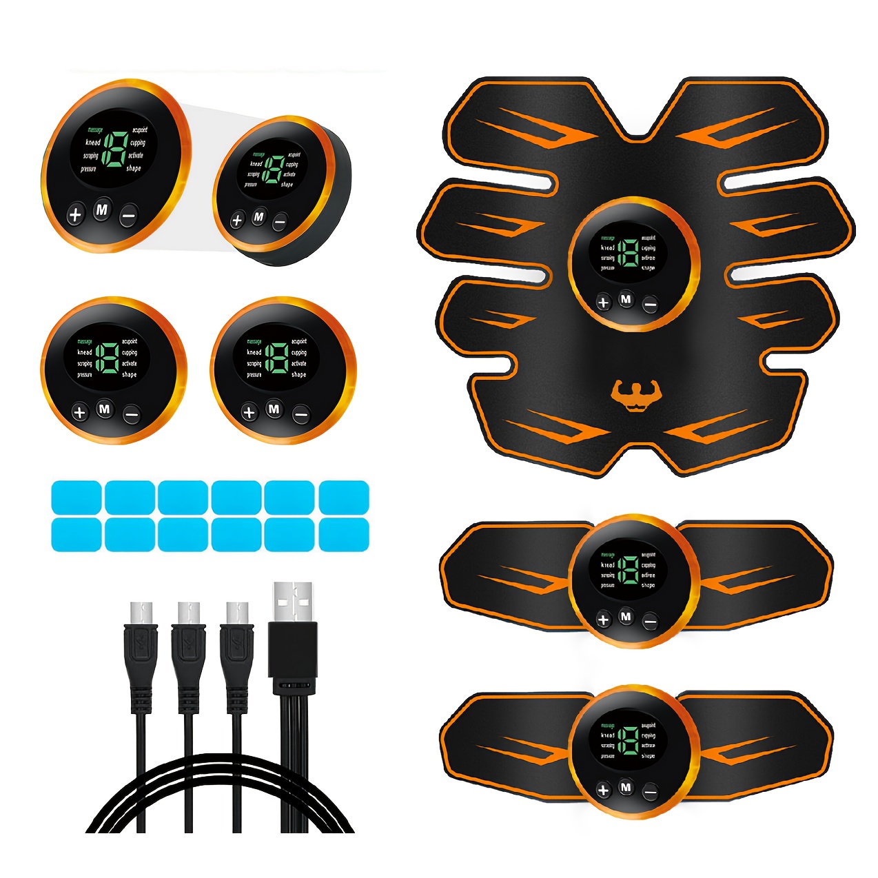 EMS Muscle Stimulator - Abdominal Muscle Trainer & ABS Fitness Electric Stimulator for Core Toning, Fat Burning & Body Sculpting - Home Fitness Equipment for Men & Women