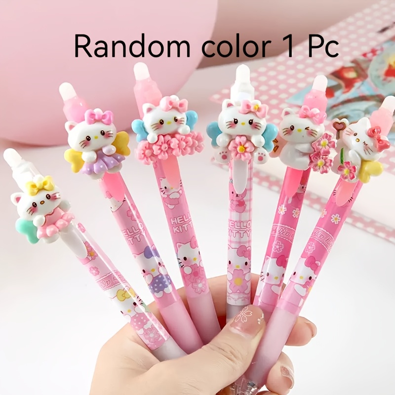 ()kt Cat Erasable Pen 1pc Random Stereo Cartoon Resin Erasable Blue Neutral Pen High Level Friction Exercise Pen