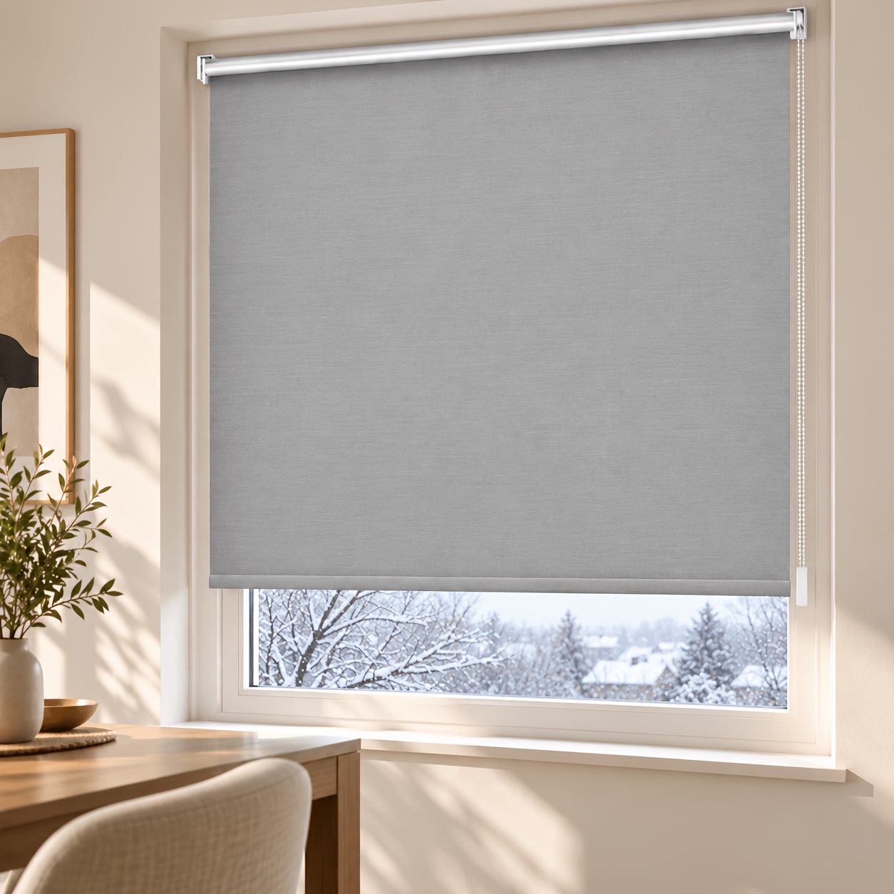Image of Blackout Roller Blind No Drilling, Thermal Window Blind With Silvery Coating, Privacy And Sun Protection, Heat Insulating And Opaque, Clamp-on Roller Shade For Bedroom, Living Room And Office
