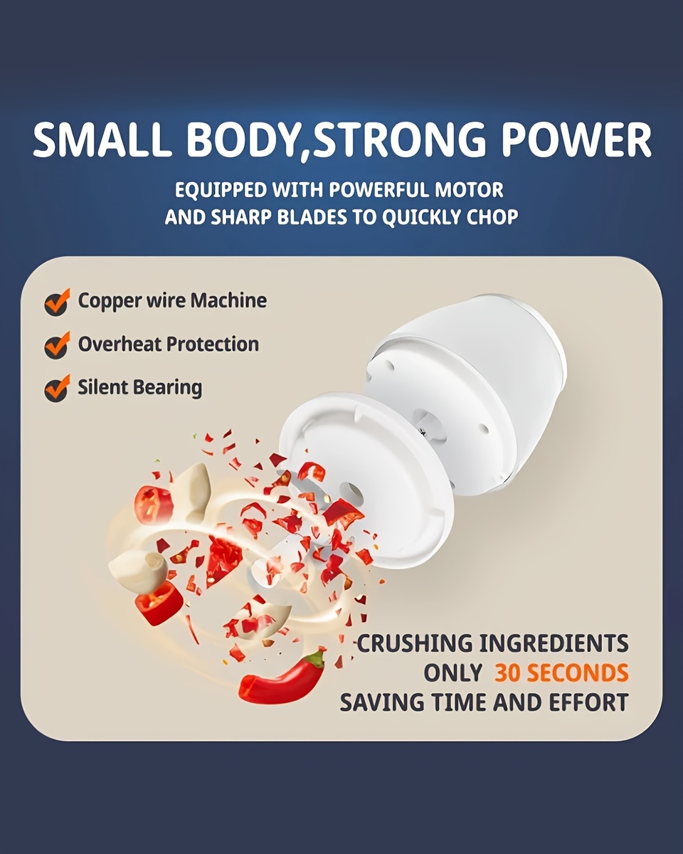 1pc   garlic beater multifunctional garlic peeler home small automatic meat grinder garlic pulling and mashing machine electric cooking machine food grade materials mini and compact easy to clean high power garlic beater Product details 4
