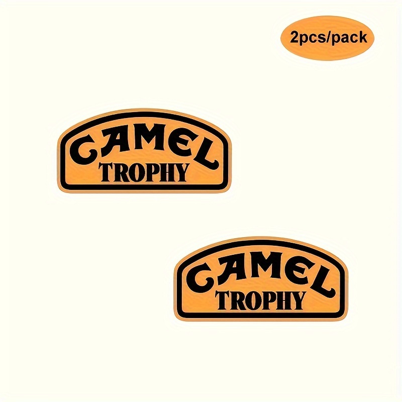 

2pcs Camel Trophy Vinyl Decal Stickers, 5.9x2.87 Inch Self-adhesive Car Decals, Glossy Finish, Waterproof And Durable, Single Use Irregular Shape Auto Emblems For Off-road Racing