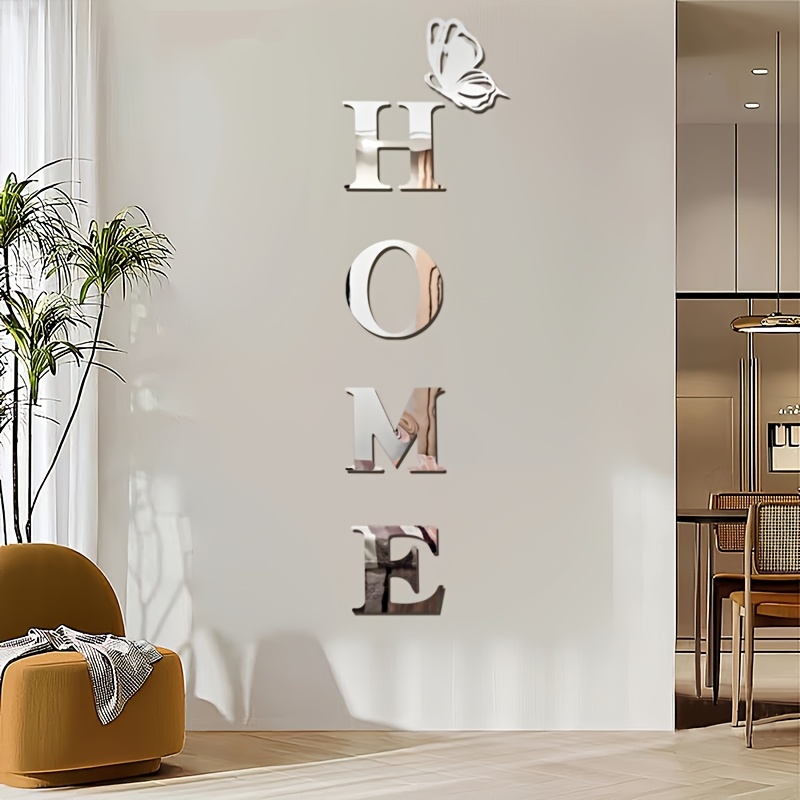 TEMU Sign Acrylic Mirror Wall Stickers, Waterproof Self-adhesive Home Decorations, Suitable For Bedroom Living Room Study Porch Bathroom.