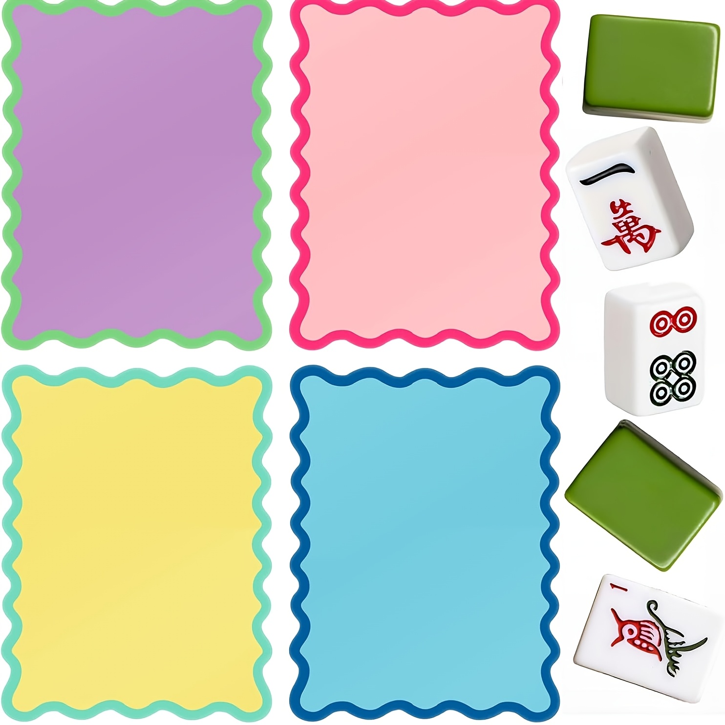 4pcs Mahjong Shuffler Set with Wavy Edge Design