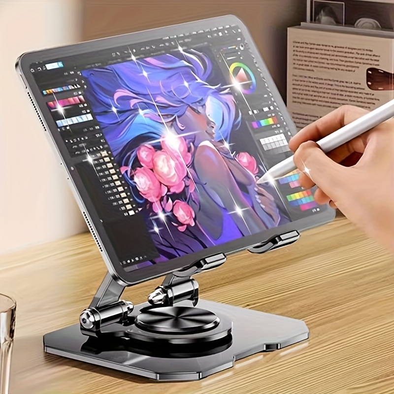 Nuevo Modelo 2025, Soporte para Tablet, Soporte Giratorio Ajustable de 360 Grados, Ajuste de Ángulo Ergonómico, Hecho de Material Metálico Completo, Más Estable y Duradero, Ideal para la Oficina, Ver Series de TV, un Regalo Genial para Navidad
