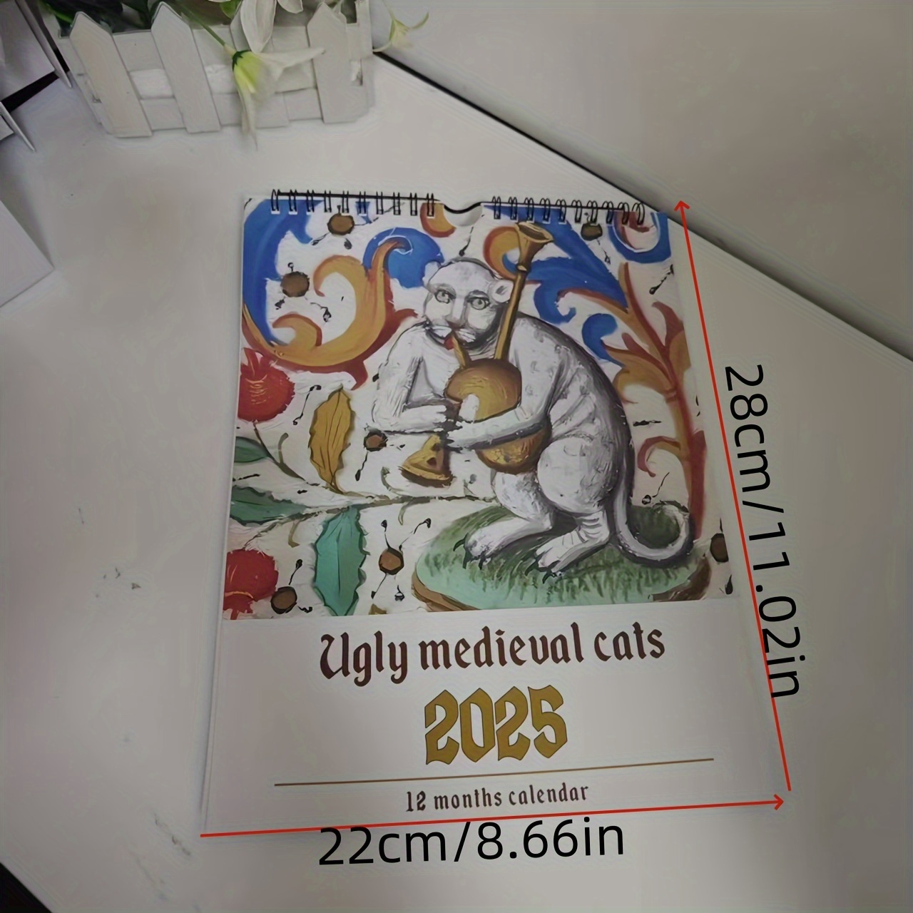 2025 Ugly Medieval Cats Wall Calendar 12 month Paper Planner Temu