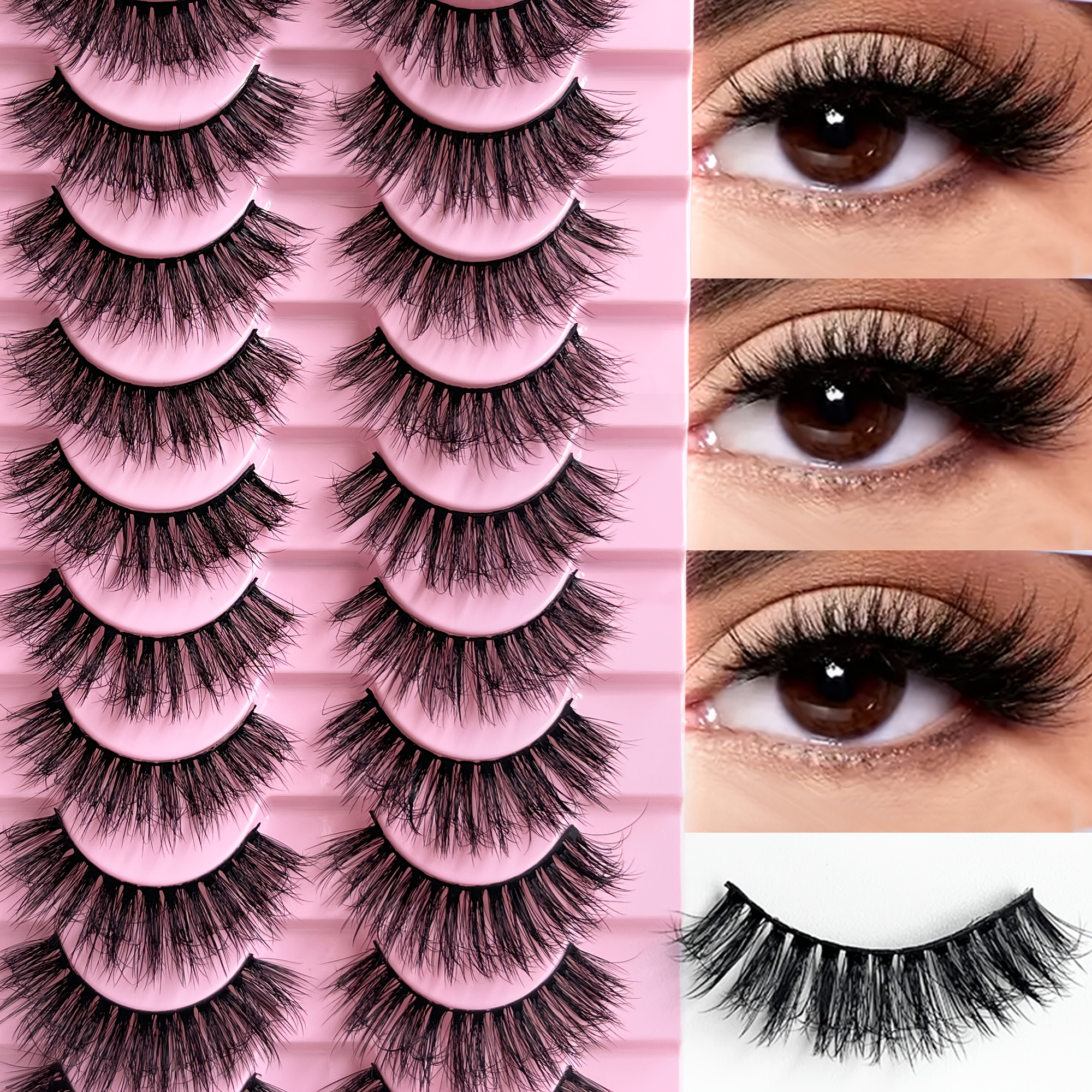 TEMU 10 Pairs Of Fluffy 3d False Eyelashes, Soft, , And Crisscross Cartoon- | Natural, Long, And Thick | Dramatic Looks | Beginner-friendly And