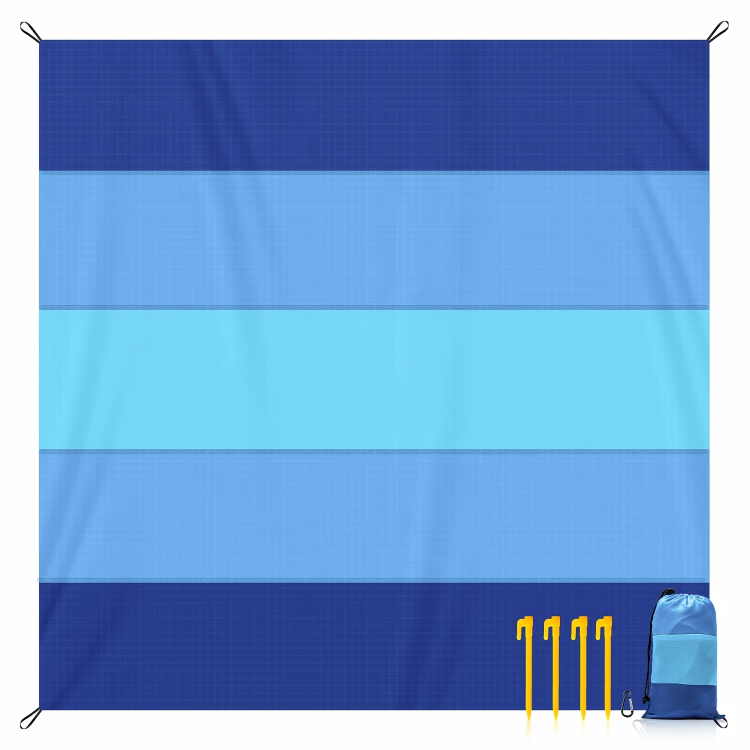 TEMU Coperta da spiaggia da esterno 1 pz grande (5 pz blu) per 4-7 persone, coperta da spiaggia oversize e antisabbia, tappetino da picnic grande,