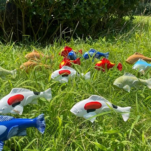 1pc art deco resin koi fish sculpture thanksgiving garden ornament floor mount animal theme outdoor statue home decor desk accent lawn garden stake no electricity required