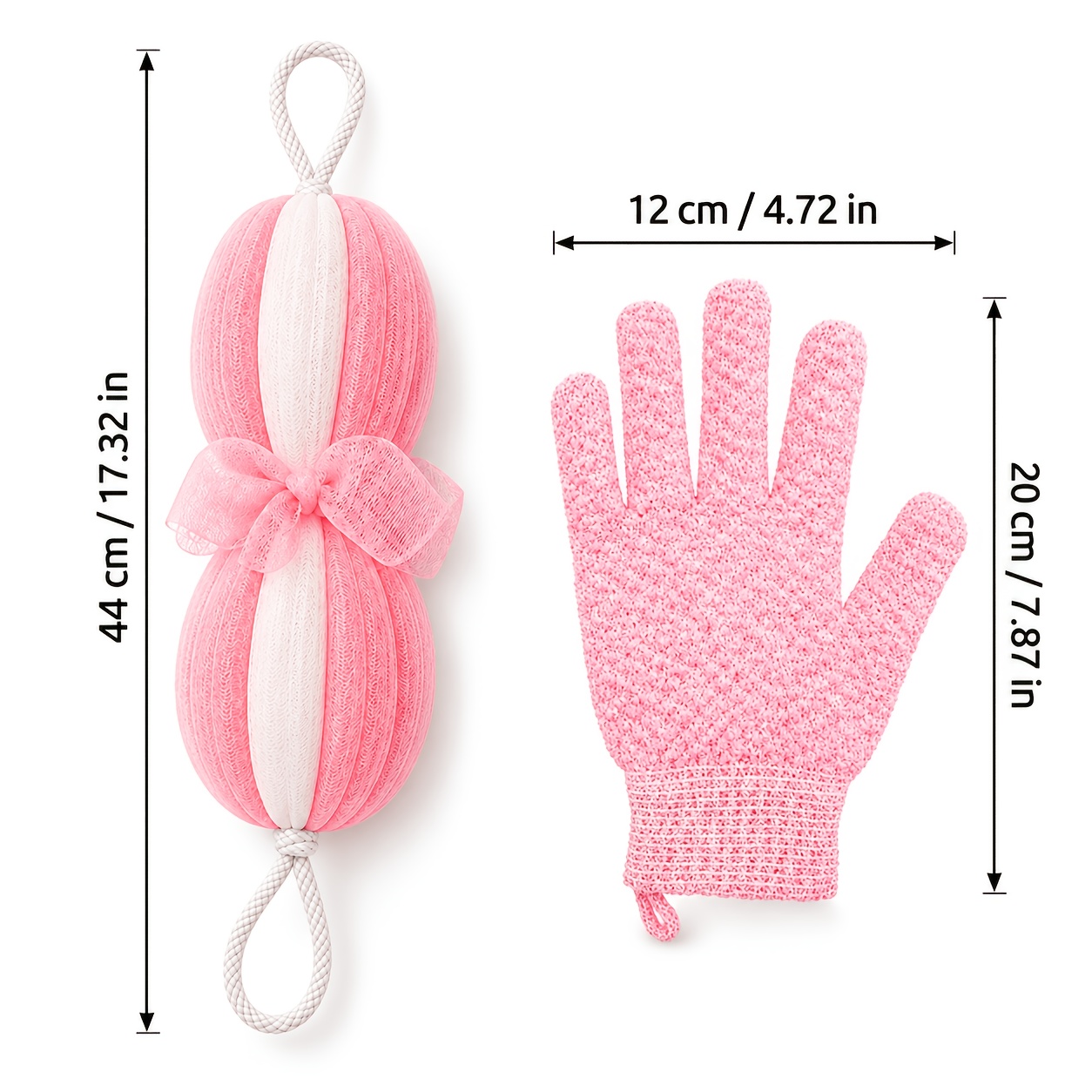 2pcs Bath Set: Exfoliating Glove and Loofah Combination