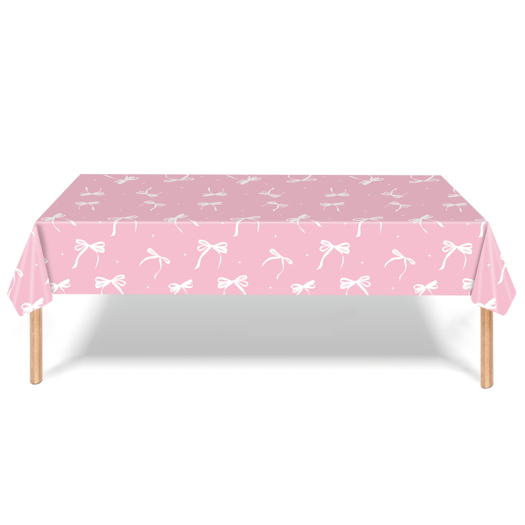TEMU 1pc Pink/ Tablecloth, Girly Heart Birthday Decoration, Bow Disposable Tablecloth, Suitable For Weddings, Engagements, Brides And Birthday
