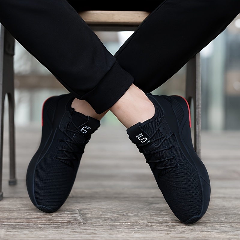 Men'S Low-Top Sneakers - Lightweight And Breathable Design, Featuring Laces And Cushioned Soles - Suitable for Fitness, Running, And Everyday Casual Wear - Easy Black Style with an Easy-To-Clean Upper