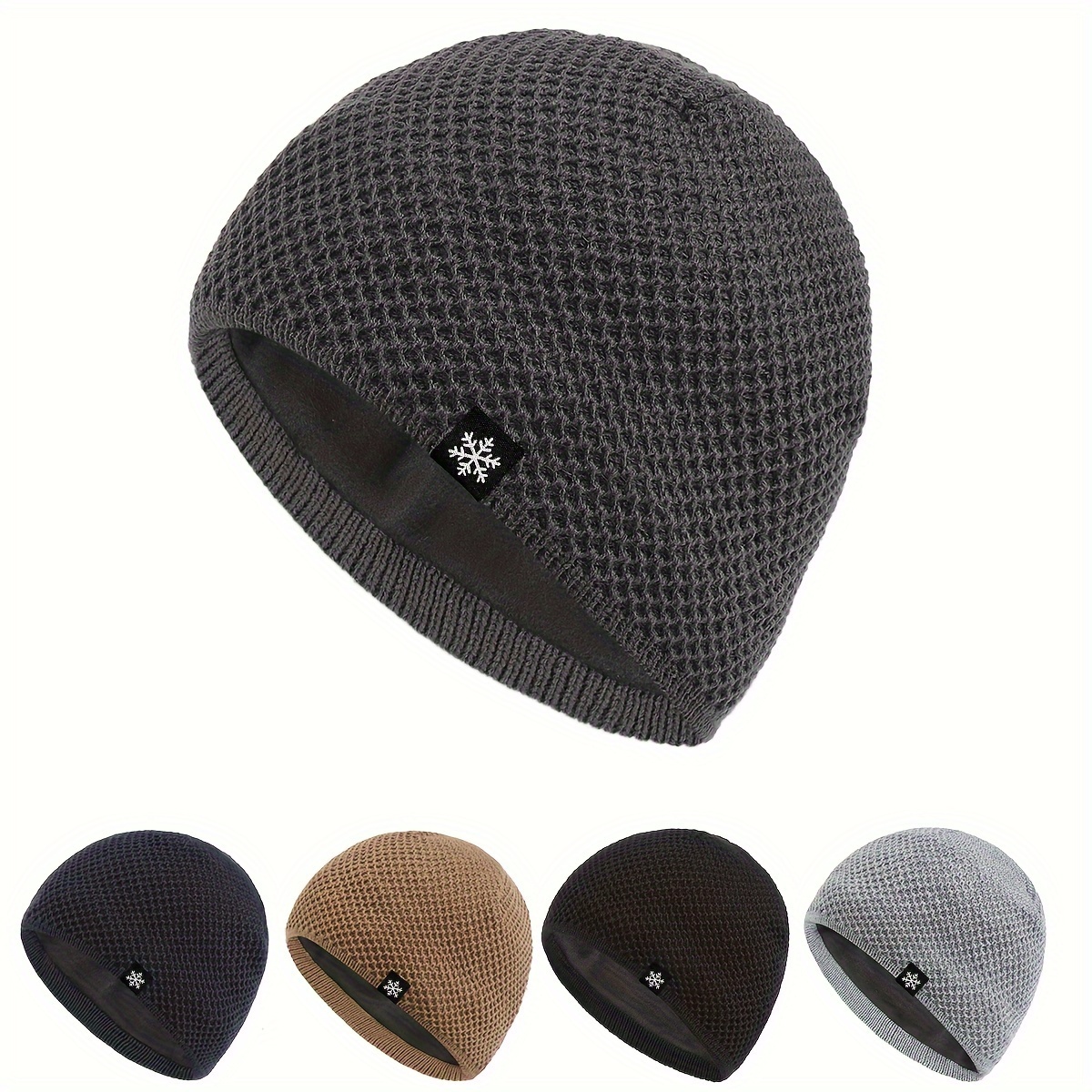 

1pc Vintage Acrylic Knit Beanie - Unisex, Winter Warm Skull Cap With Fleece Lining, Classic Stretch Knitted Hat For Fitness, Running, Ideal Gift For Men And Women