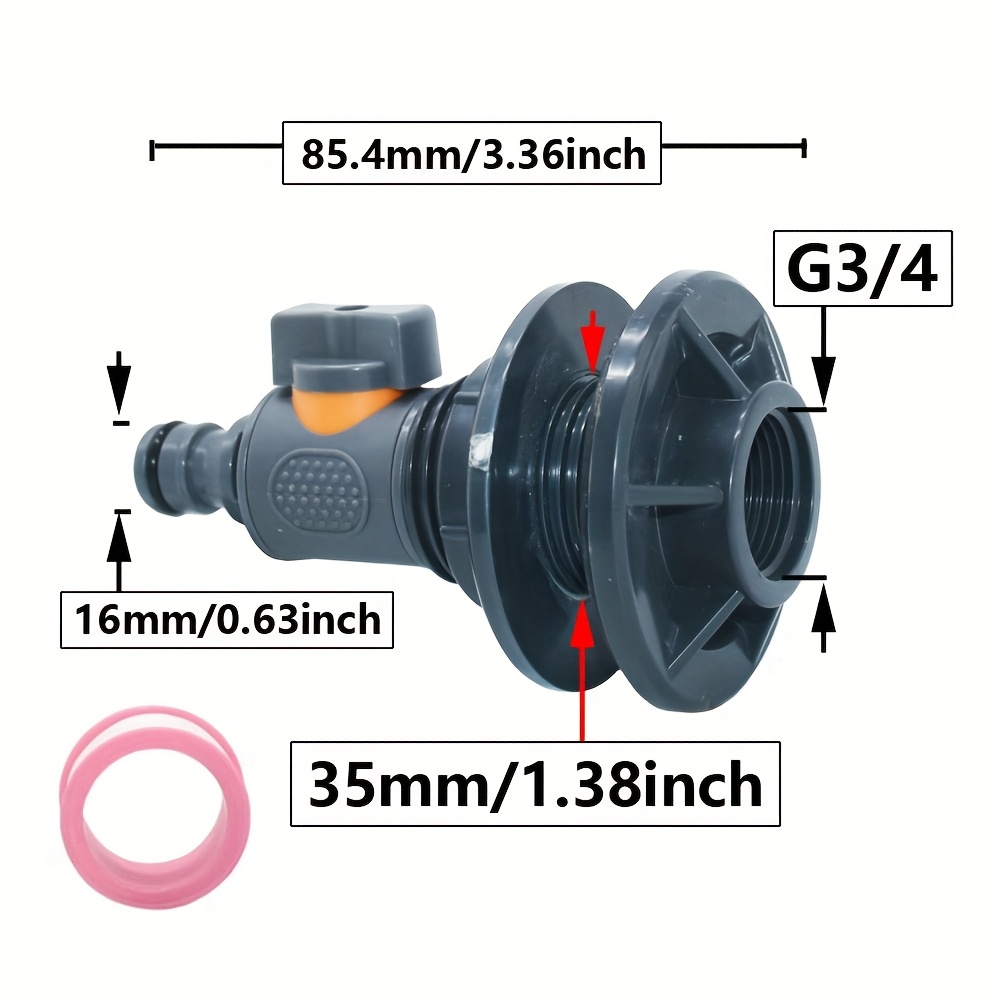 1pc Ibc Adapter 16mm Tap Thread - Plastic Rainwater Collection Connector With Valve, Eu/ For Garden Hose, Lawn Care & Outdoor Irrigation Systems