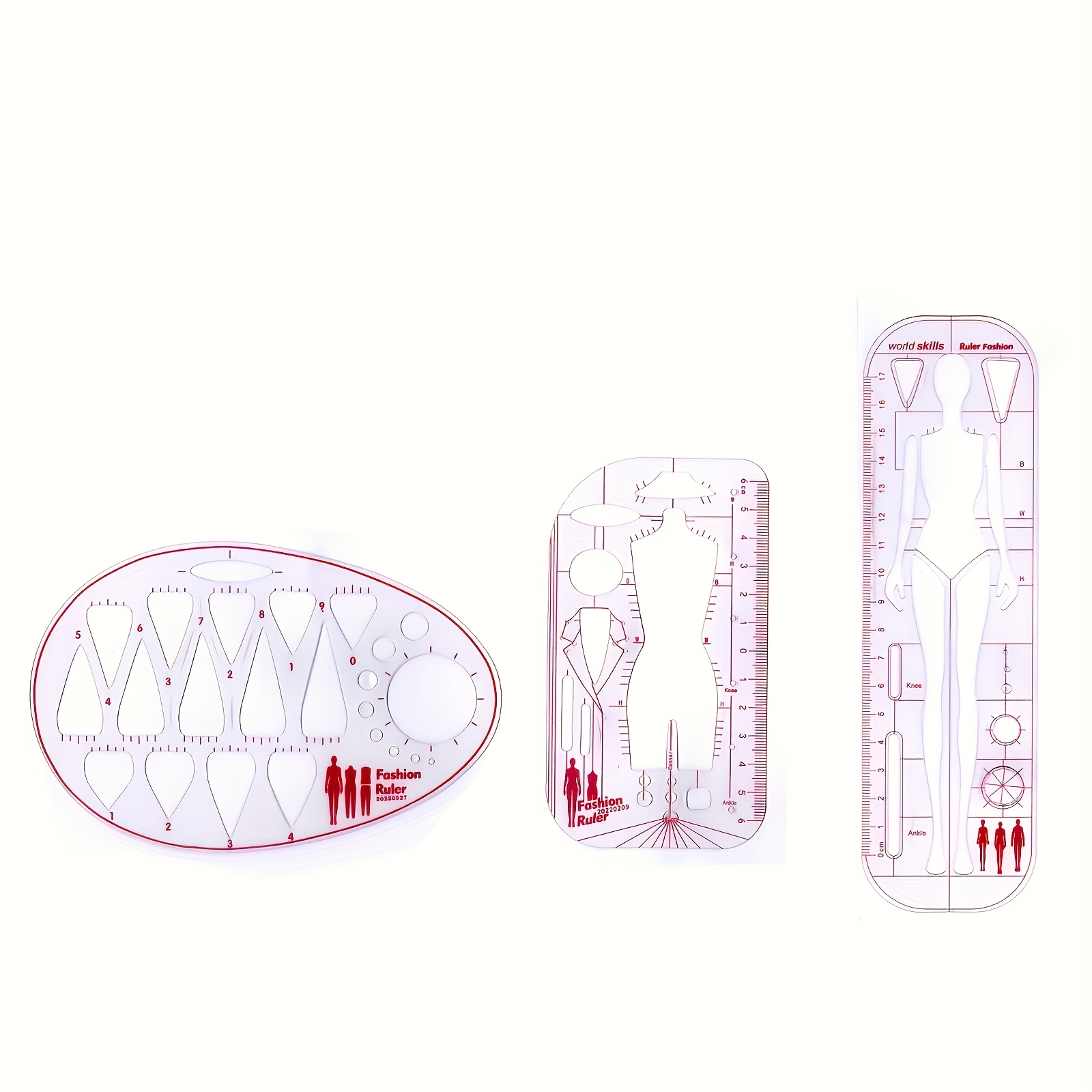 TEMU 3pcs Set Of Fashionable Design Ruler, Ratio Ruler, Seam Ruler, Clothing Design Ruler.