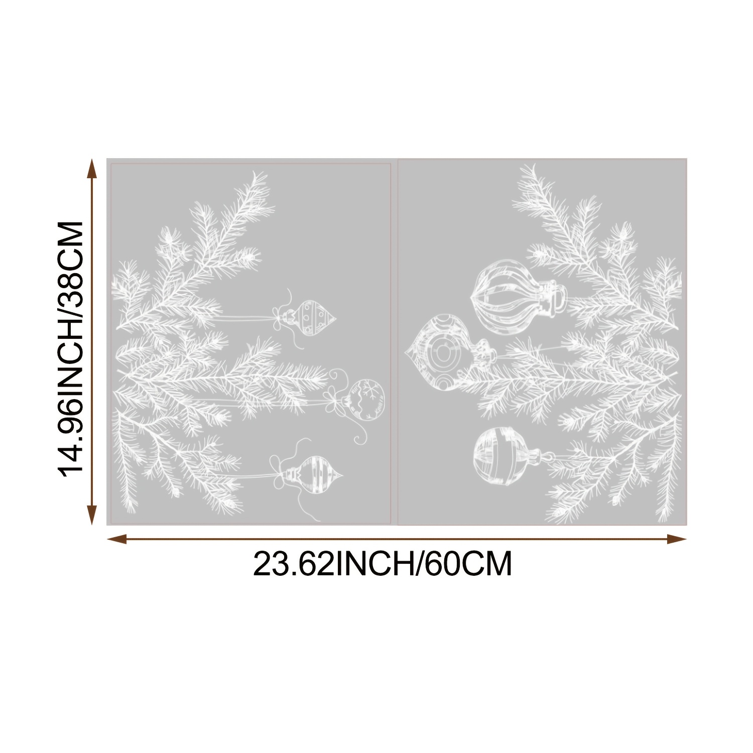 TEMU Autocollants statiques pour vitrine 2D plats, dessin au trait 2D plat avec branche de pin et boules de Noël, adsorption colle résidu,