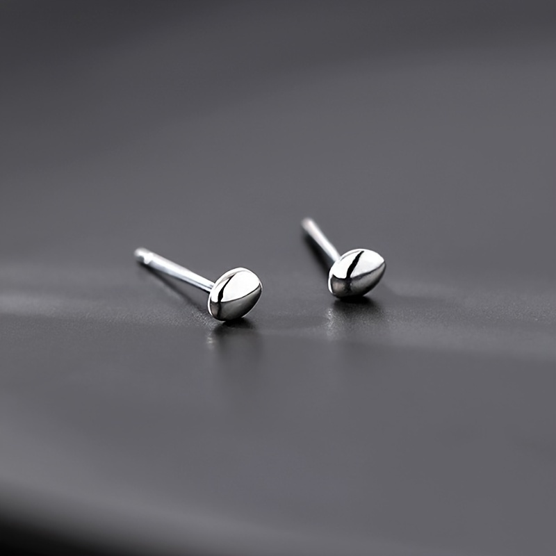 S925 Sterling Silver Small Stone Bean Stud Earrings Exquisite Fashion Ear Bone Nail Hypoallergenic To Remove Earrings While Sleeping [0.4-1g]