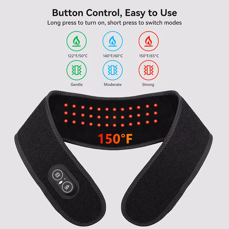 neck heating pad with massage usb heating pad with 3000mah battery 3 heat setting and massage setting electric thermal hot compress neck brace suitable gifts for mothers fathers christmas gifts edition christmas activities Product details 3