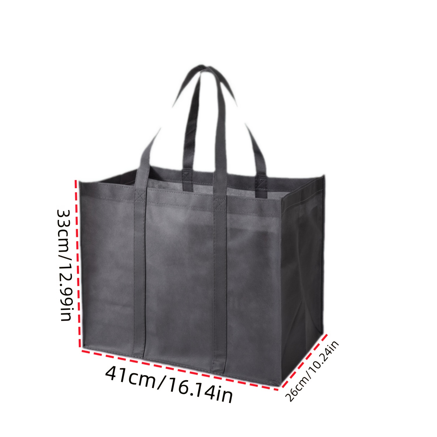 TEMU 2pcs Reusable Non-woven Tote Bags, Large Capacity Grocery Shopping Bags, Heavy Duty Foldable Tote With Reinforced Handles, Storage Bags