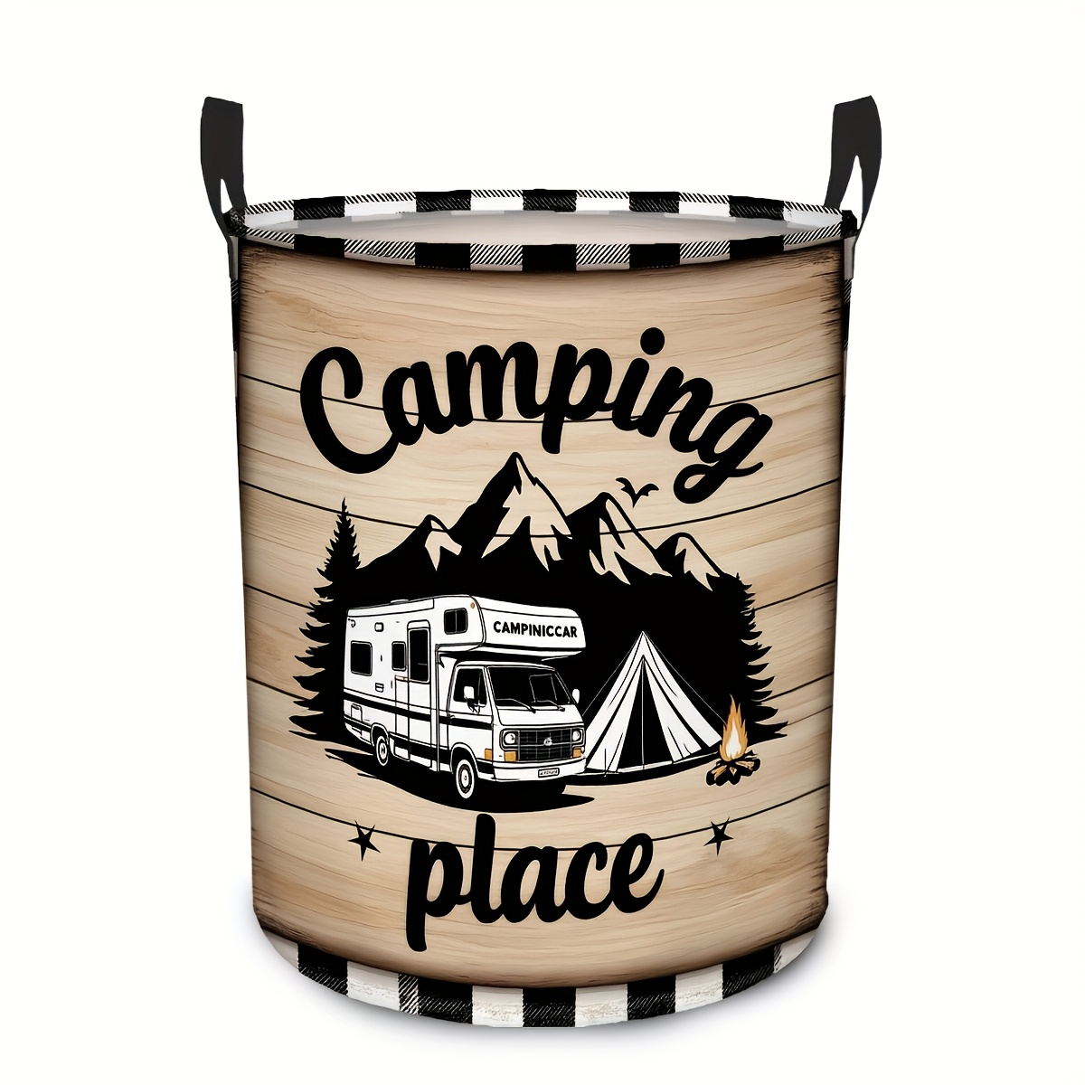 TEMU 1pc, Round Collapsible Laundry Basket With A Camping , Compact For Storing Clothes And Miscellaneous Items, Suitable For Organizing Storage In