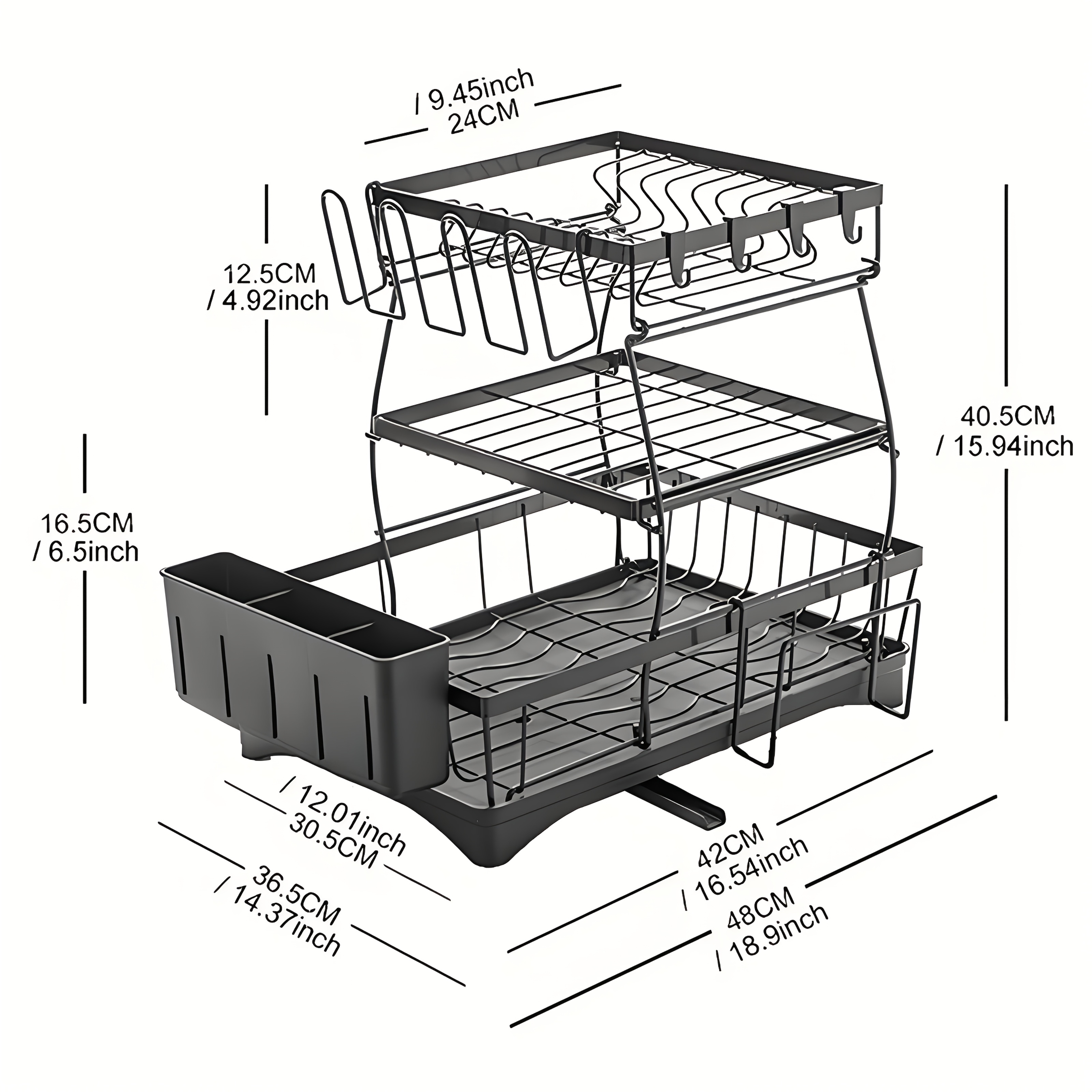 heavy duty stainless steel dish drying rack space saving two tier countertop organizer with 360 drainage system plate bowl cup utensil holders compact sink rack for modern kitchen easy to clean dish drying rack for kitchen counter clean dish storage   water drainage   cleaning system Product details 2