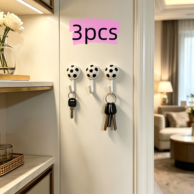 TEMU Lot de 3 crochets de ballon de football, créatifs perçage, crochets à clés trace de balle, adaptés pour le rangement et la décoration dans , ou