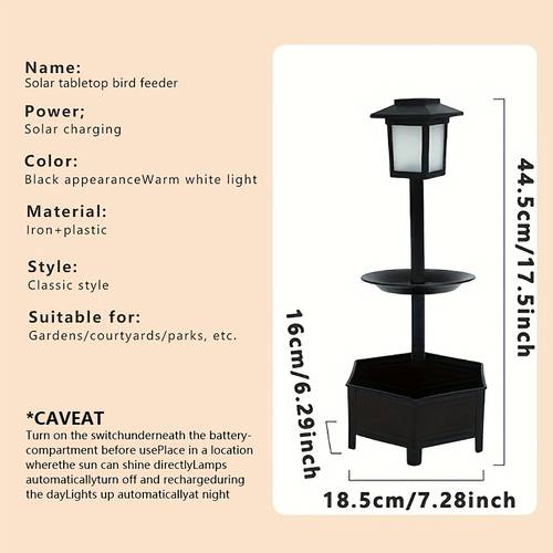 item picture 1pc 2pcs solar courtyard desktop bird feeder outdoor ambient landscape light outdoor solar double layer bird feeder whose layer can grow flowers ip44