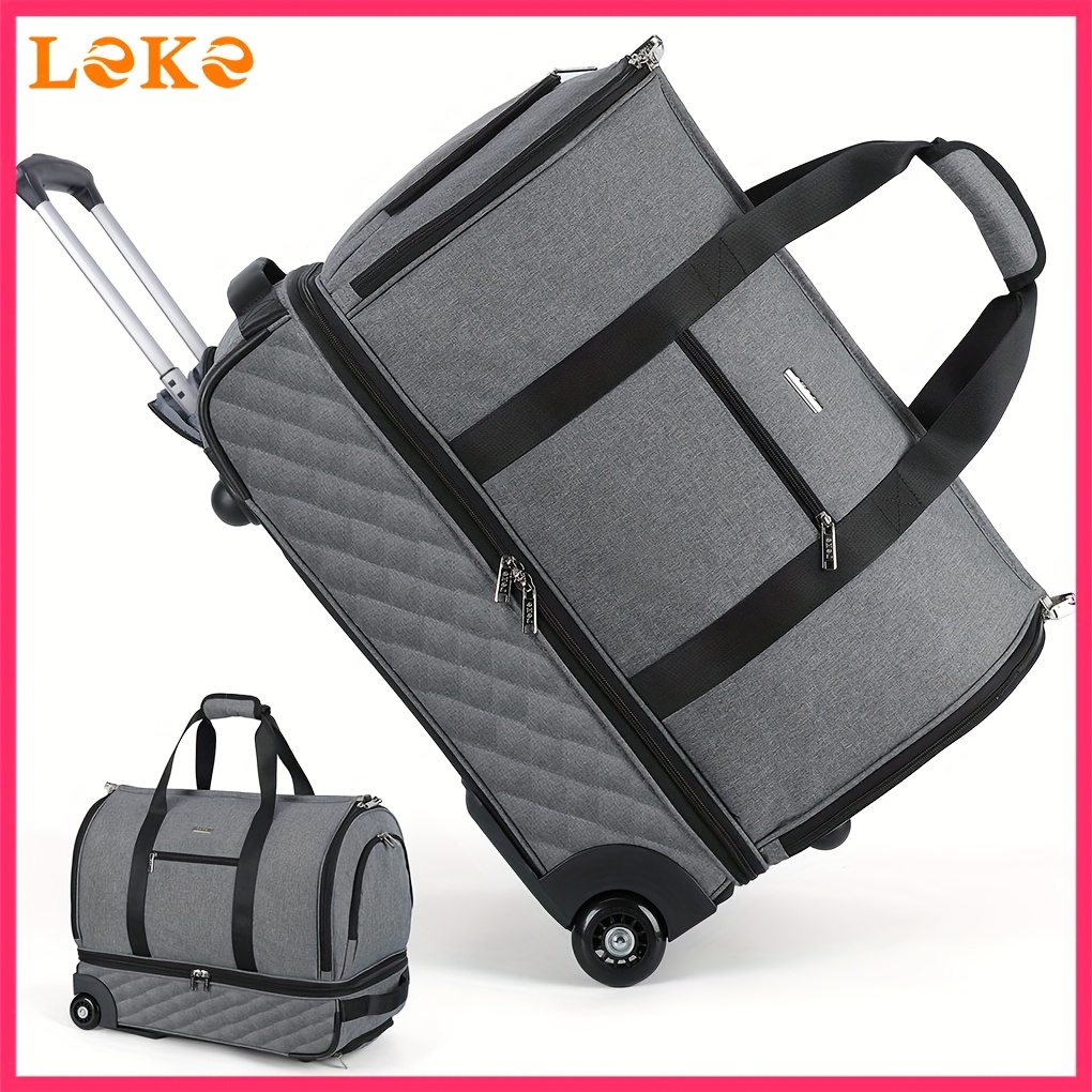 rolling garment bag travel convertible duffel bag wheels Temu