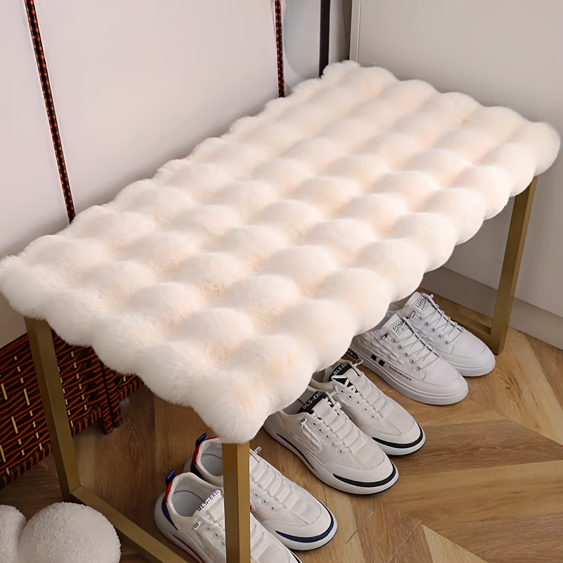 E-shop 1 Stück, Creme-Stil Kunstkaninchen Blasen Plüschkissen, Schuhbank Sitzkissen, Plüsch Sitzauflage, Eingangsbank Sitz, Schuhschrank Matte,