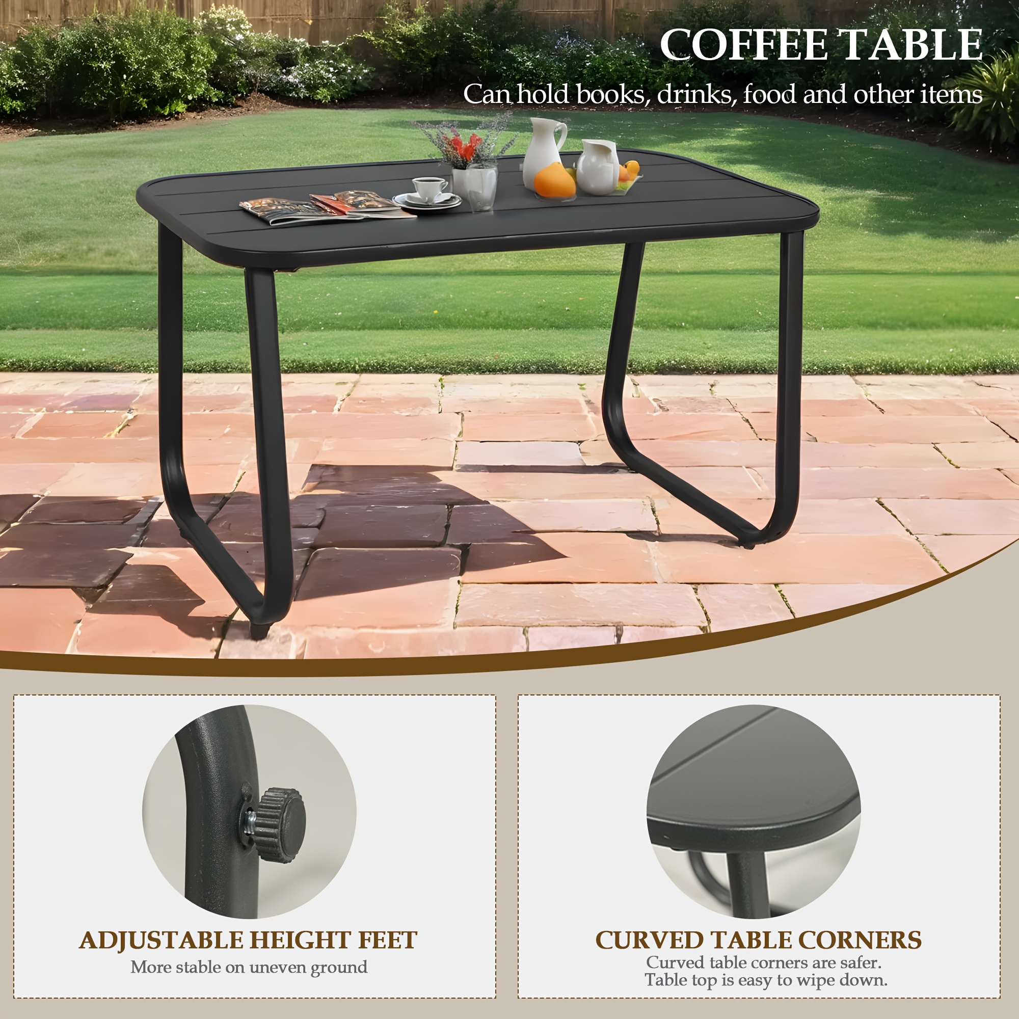 [Outdoor Textilene Set] 4pcs Patio Furniture Set, Outdoor Textilene Conversation Set with Rocking Chairs And Loveseat, with Coffee Table for Garden, Balcony, Poolside, Backyard Lightweight, Water-Resistant And Uv-Resistant - Patio Furniture Outdoor