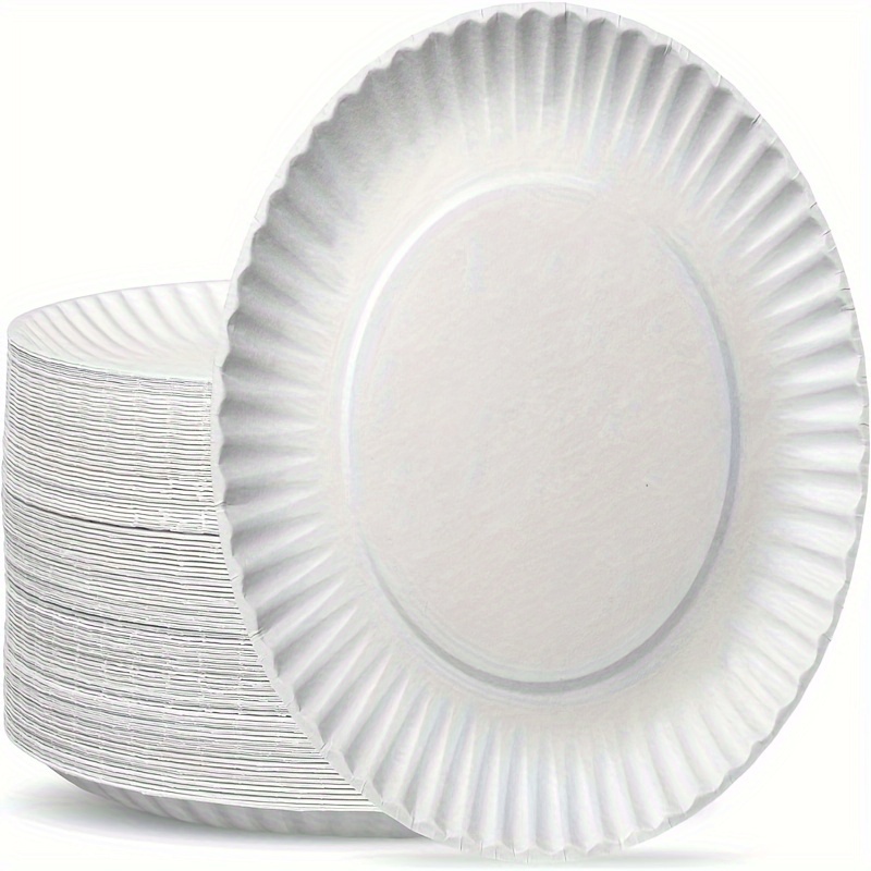 

25pcs, Premium Disposable Paper Plates, White Extra Thick Everyday Use, Home Dining, Birthday Parties, Banquet Catering Supplies