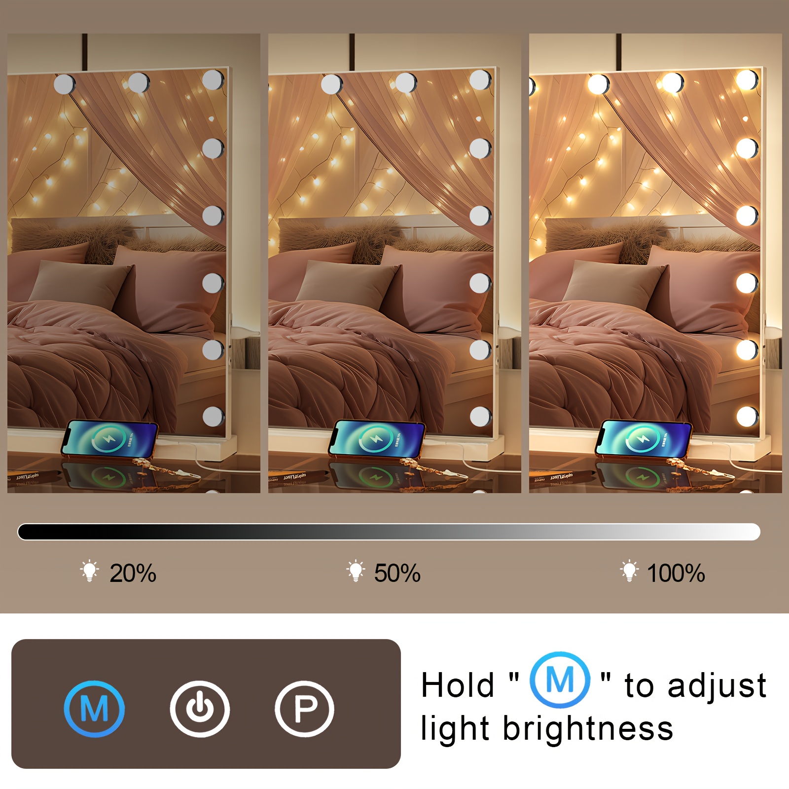 Vanity LED Mirror with Lights and 10X Magnification