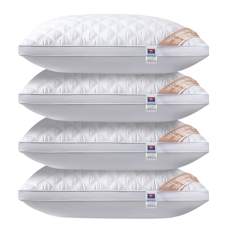 E-shop 800G 4er-Pack Doppelseitige Kopfkissen 74 x 48 cm - Spartenset Polyesterkissen mit mittlerer Stützkraft, Ganzjahresnutzung für Familienhäuser