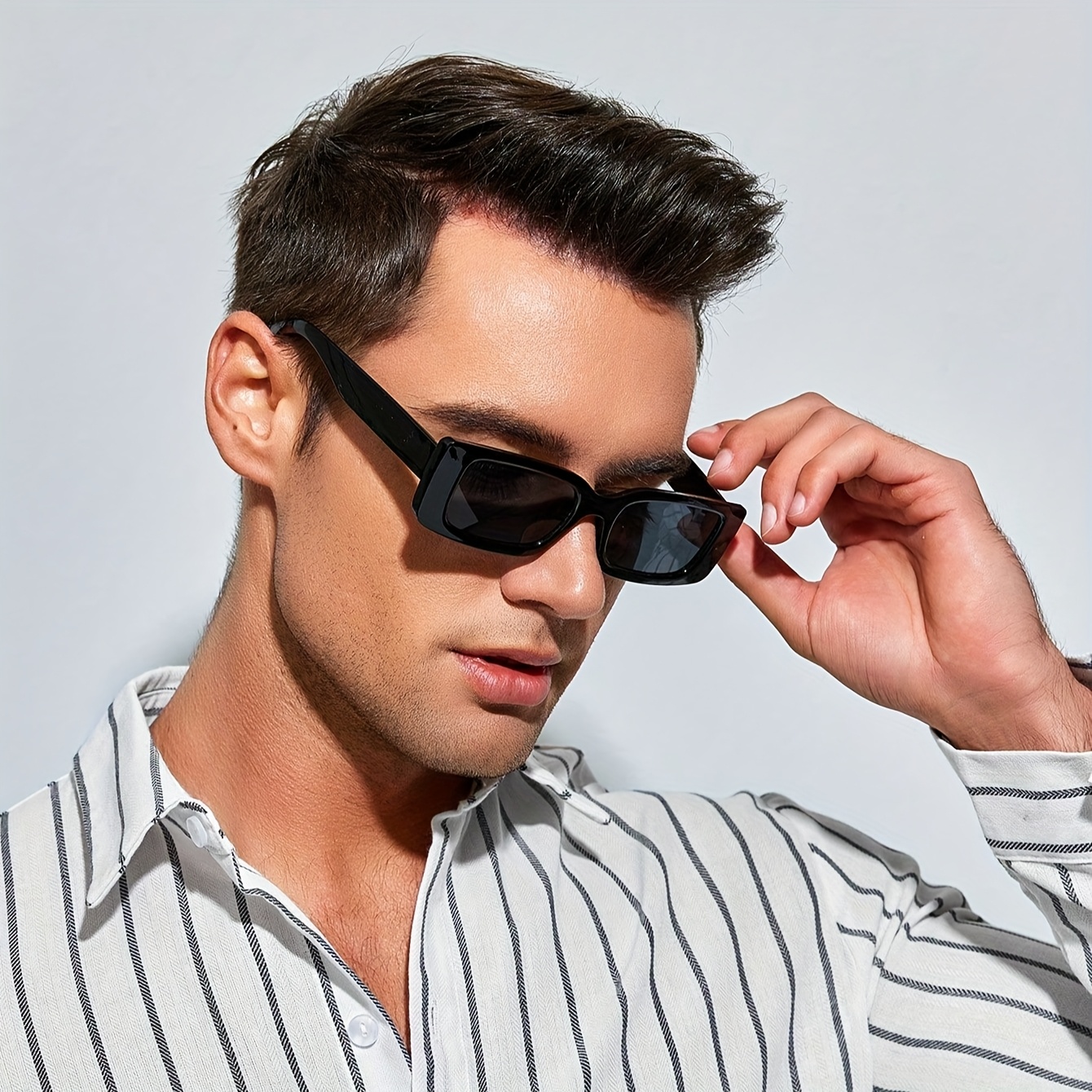 Men's Trendy Square Fashion Glasses With Black Frame - , Pc Material, Perfect For Casual Attire