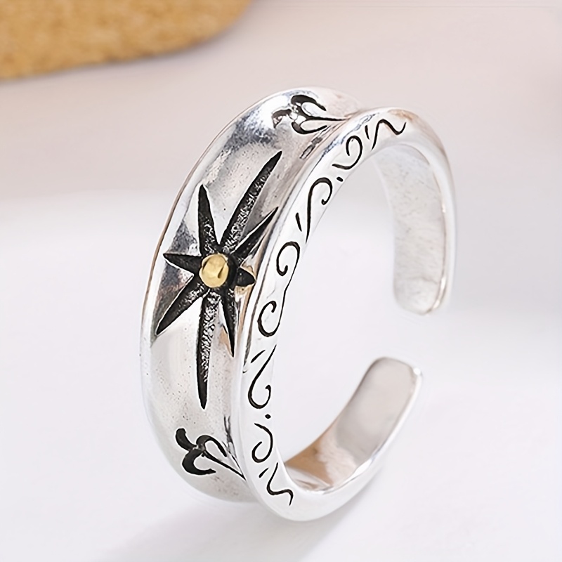 Stylish Hip-Hop Starry Wide Open Ring, Perfect for Autumn