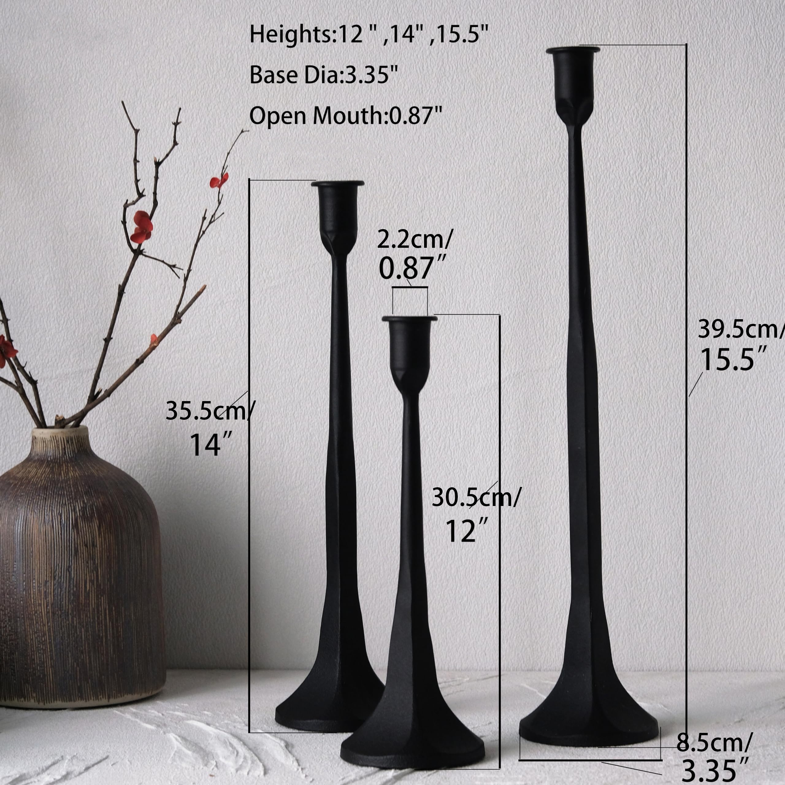 Set Of 4 Vintage Iron Taper Candle Holders - Multi-Height Rustic Candle Stands For Weddings, Dining & Party Decor