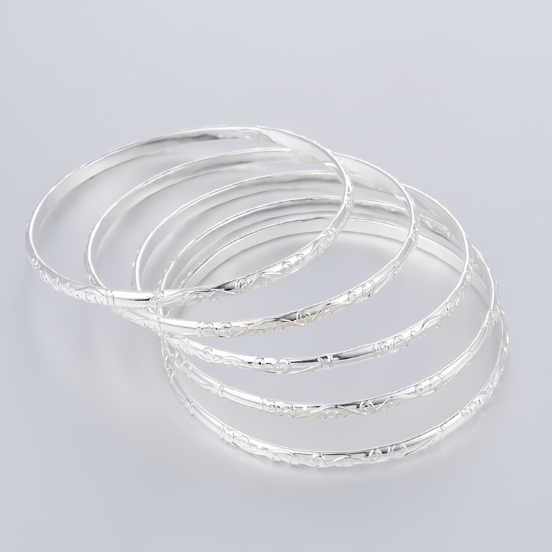 5pcs Unisex Stainless Steel Bangle Set, Fashionable Gift