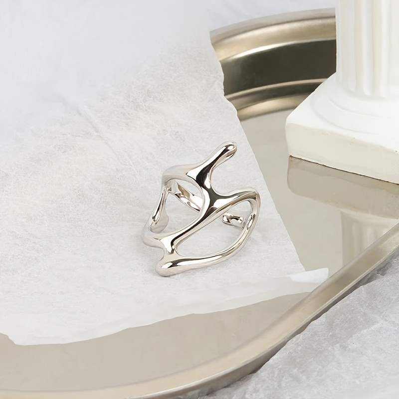 E-shop Ein Ring mit unregelmäßiger Öffnung, einfacher und eleganter Temperament-Fingerreif, hochwertige Edelstahl-Schmuckstücke, Geschenk für Damen,