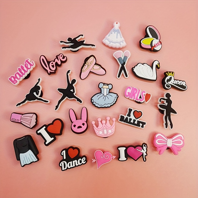 

A Set Of 24 Ballet-themed Cartoon Charms For Shoes, Beach Bags, And Wrist Accessories - Detachable Creative Diy Decorations, Perfect Gifts For Birthdays, Christmas, Valentine's Day, And Halloween.