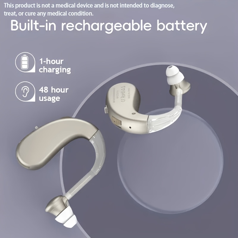 Two RIKYA Hearing Amplifiers with USB Charging, Operating Voltage Up to 36V, Featuring a Lithium Polymer Battery for Improved Sound Quality, Facilitating Clearer Conversations. Sinterklaas
