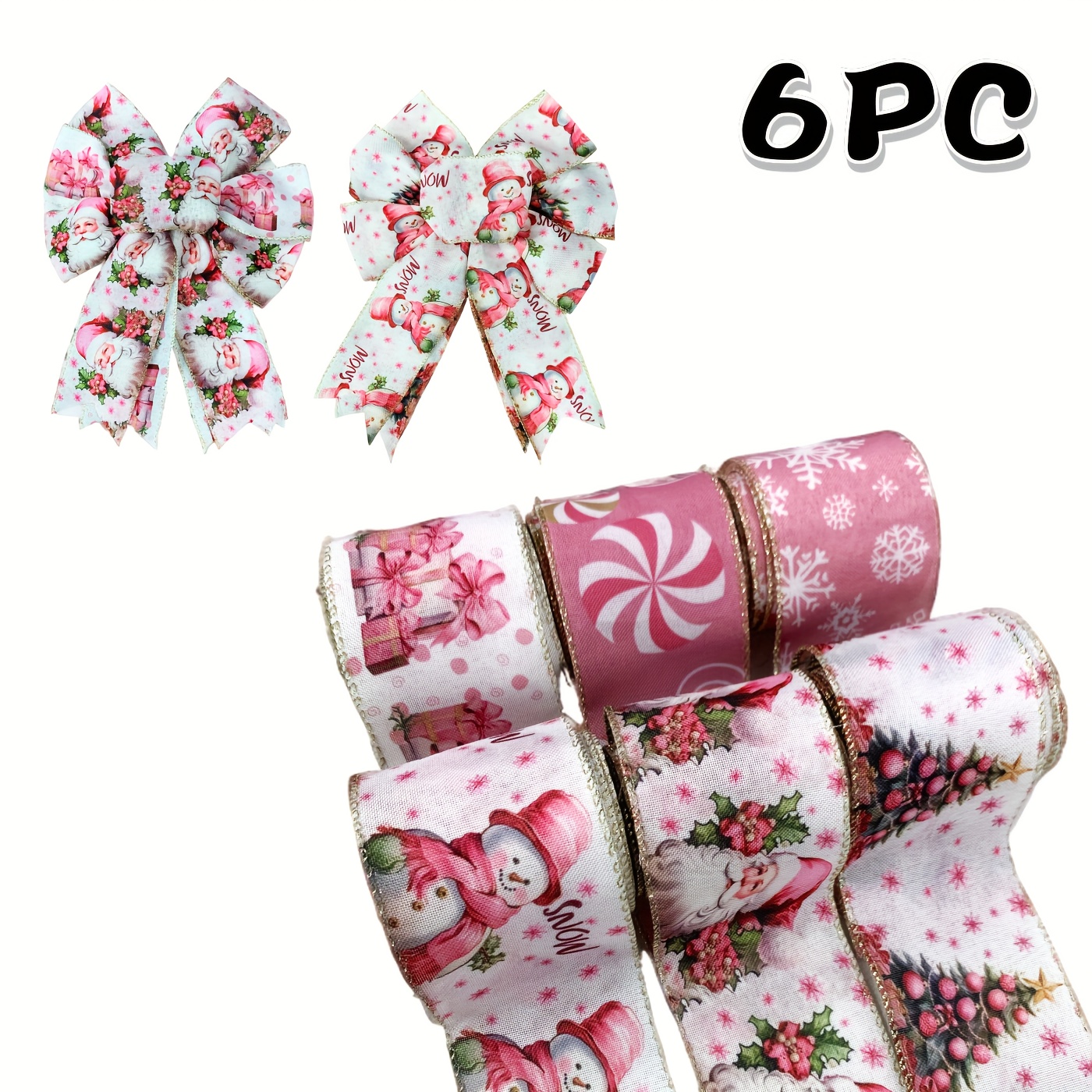 

6- Christmas Set, 2.5 X 24 , Christmas Tree & , , Polyester, Bow & For Crafts, Wrapping, Wreaths, -