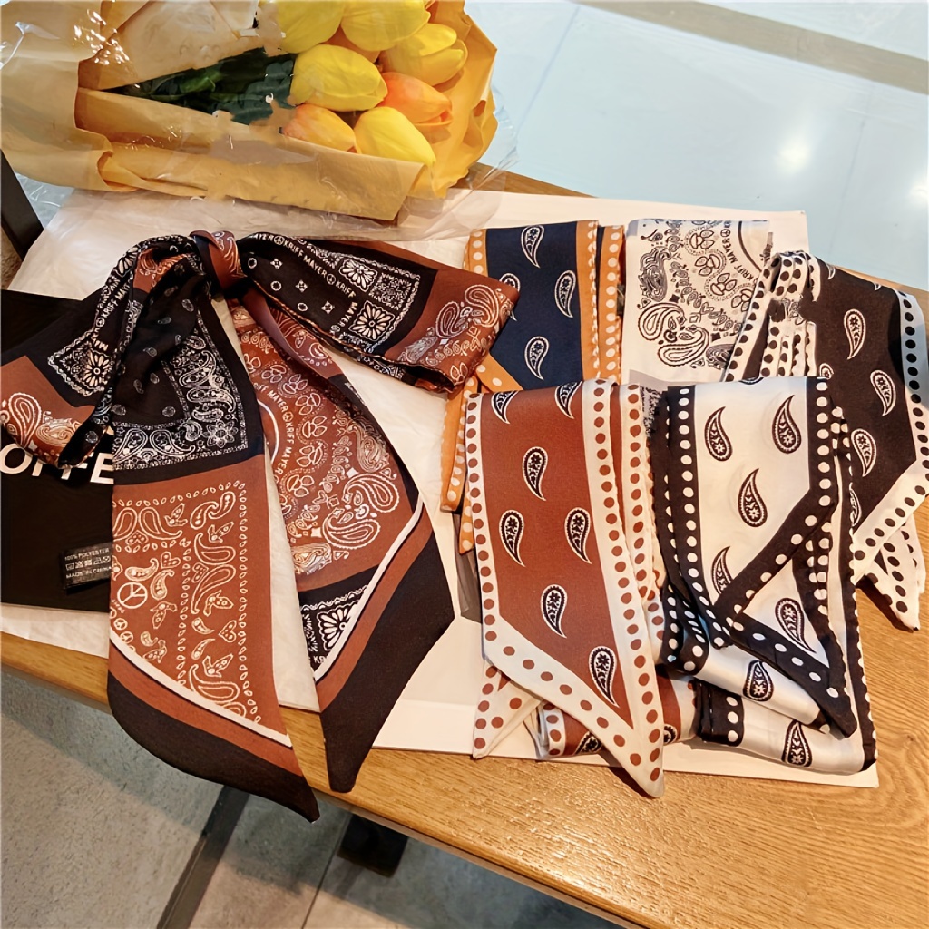 TEMU Elegant Vintage Print Polyester Headbands, 6pcs Dual-sided Fashion Print Hairbands With Bow, Spring/ Summer Dress Headband, Versatile Streamer