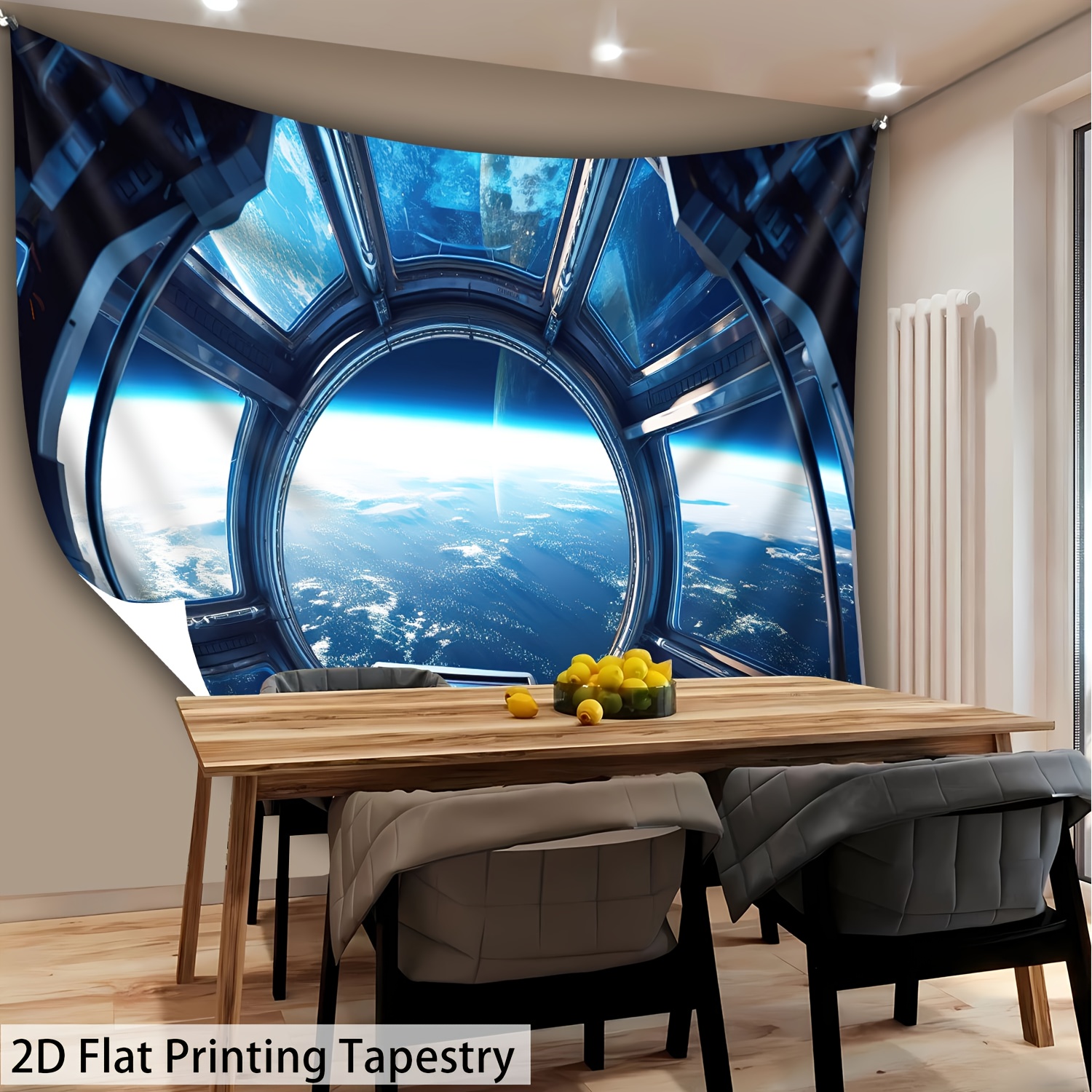 2d Flat, [ 2d Flat Printing] 1pc- Ultra Large Size- Space Warehouse View Landscape - Hd Digital Printing Huge Tapestry- Polyester- Home Decoration- With Free Hanging Clips, 2d Flat