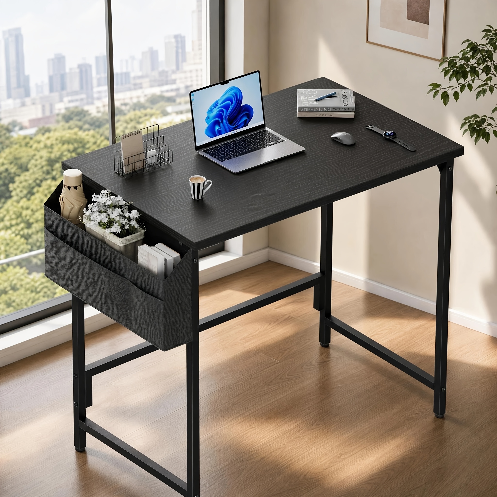 32/40 Inch Computer Desk With Storage Bag, Space- Home Office Desk, Modern Study Writing Table With Adjustable Footpads, Compact Computer Desk For Home, Office