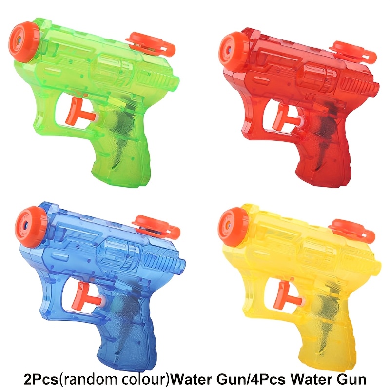 transparente wasserpistolen-sprühspritze, 2 stück (zufällige farbe), 4-teiliges lustiges spielzeug-set für kinder, pool- strandspielzeug, interaktiver spaß für bad dusche, weihnachts-, halloween-, geburtstagsgeschenke werbegeschenke