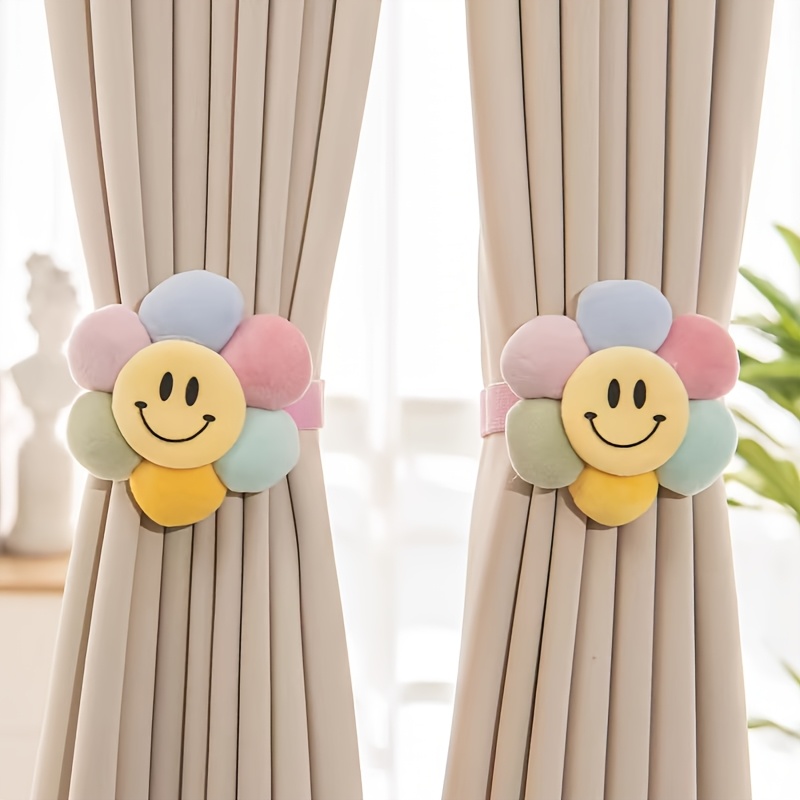 Image of 2pcs, Flower Curtain Tiebacks, Modern Minimalist Style, Homedecor Window Accessories, Suitable Forliving Room, Office And Home Decor, And Remove