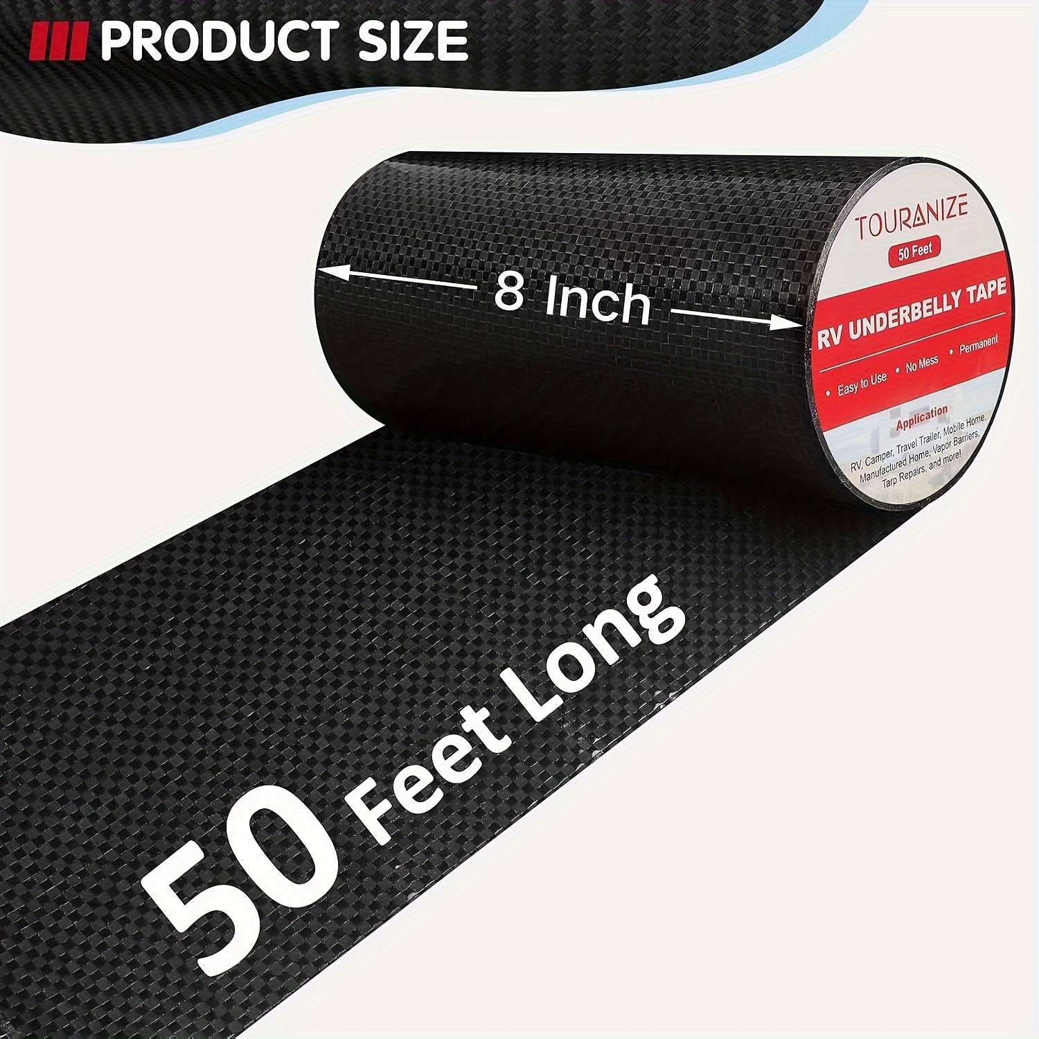 TEMU Waterproof Rv Tape - Flexible Black Sealing Adhesive, Permanent Repair Patch For , Campers & Travel Trailers, 3.0 Mil Thickness With Hexagonal