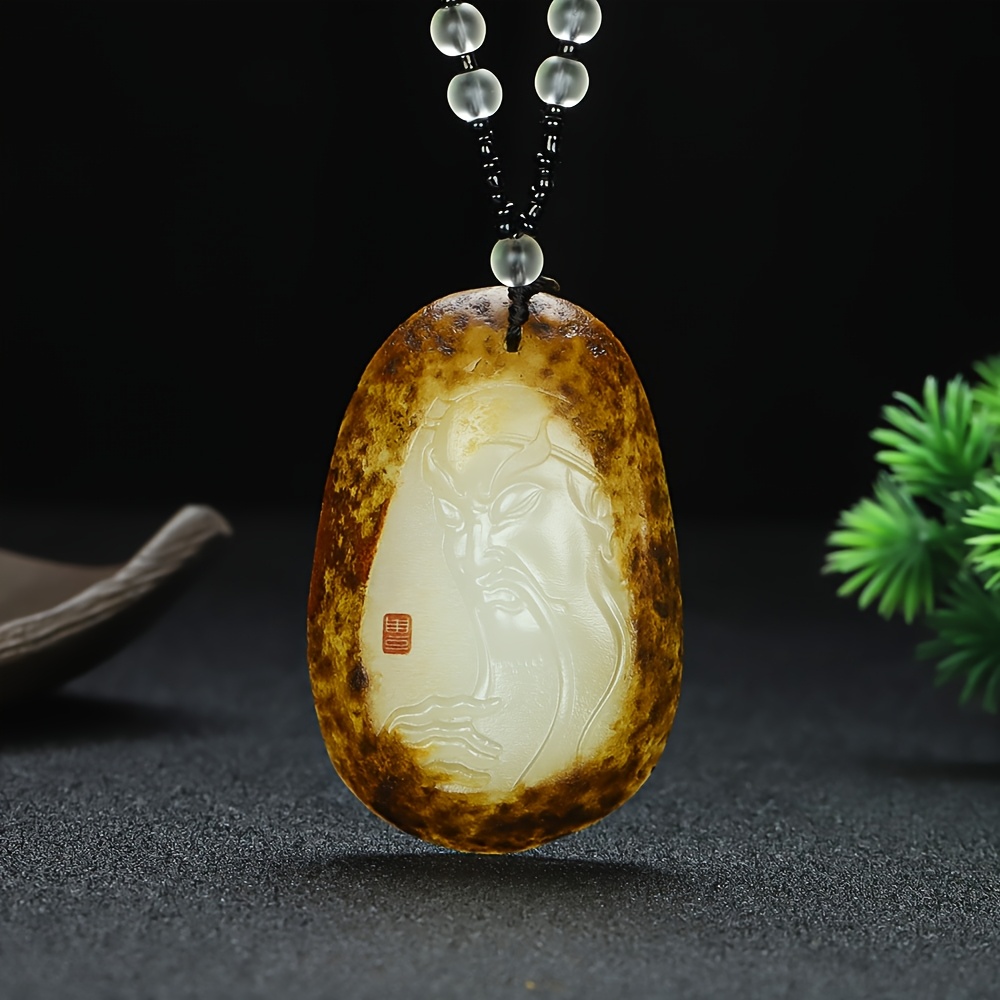Fashionable Pear-Shaped Half-Cut Stone Pendant Necklace, Unisex