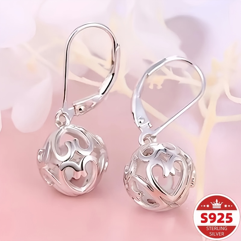 A Set Of Fashionable Dangle Earrings Made Of 925 Sterling Silver Featuring A Vintage Resembling A Lantern. Use, Parties, Dates, Festivals, Carnivals, Easter, And Suitable For . Minimalist Jewelry