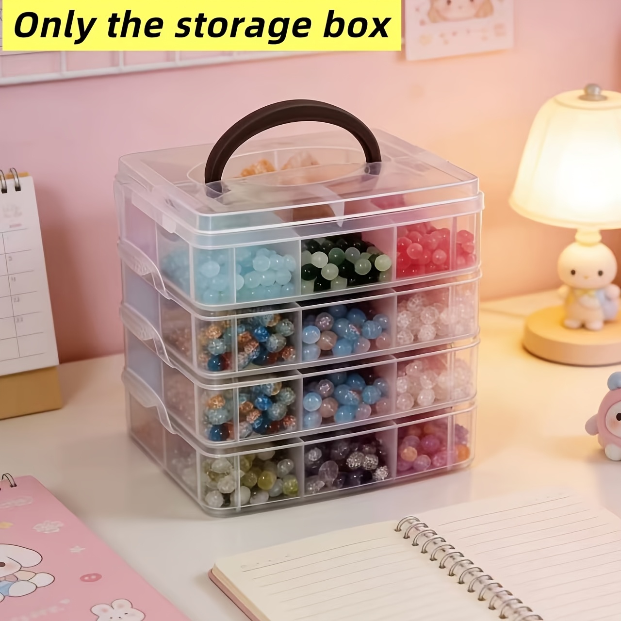 TEMU Transparent Storage Box With A 4-layer Design And 24 Grids, Includes A Lid And Handle, Features A Snap Closure, Ideal For Organizing Jewelry,
