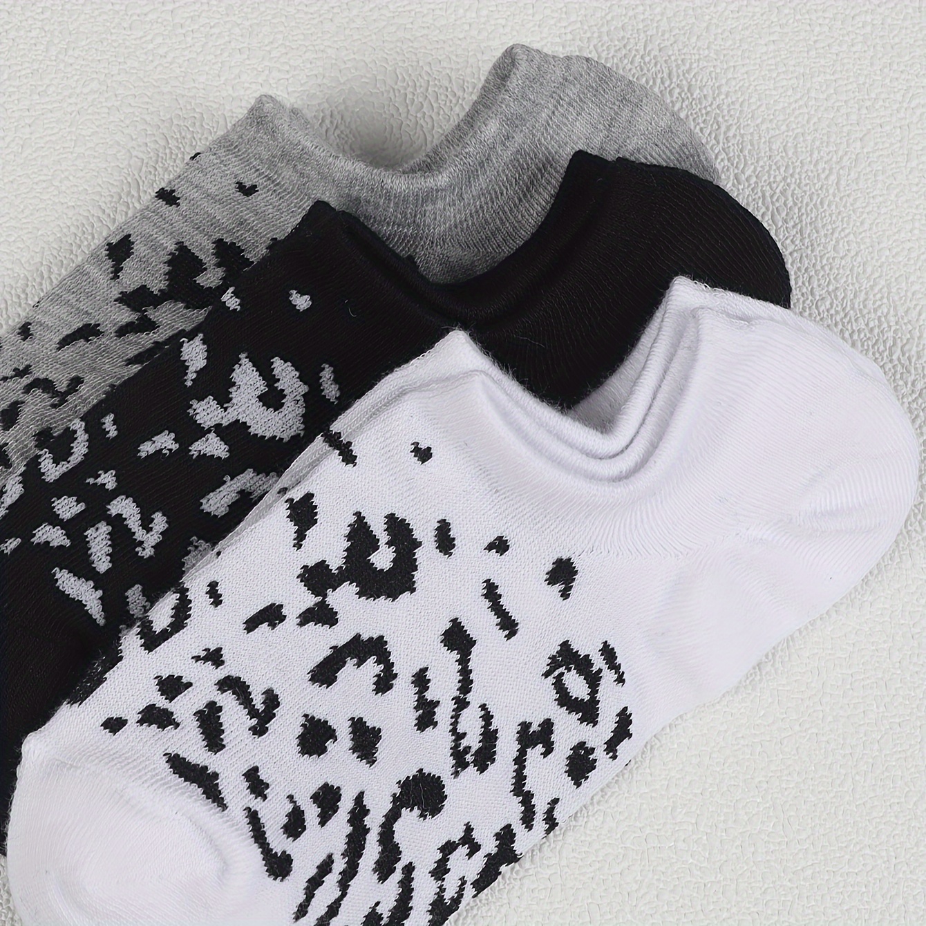 6 Pairs of Black, White, and Grey Women's Ankle Socks
